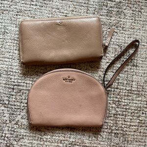 Kate Spade Tan Leather Wallet and Wristlet Set